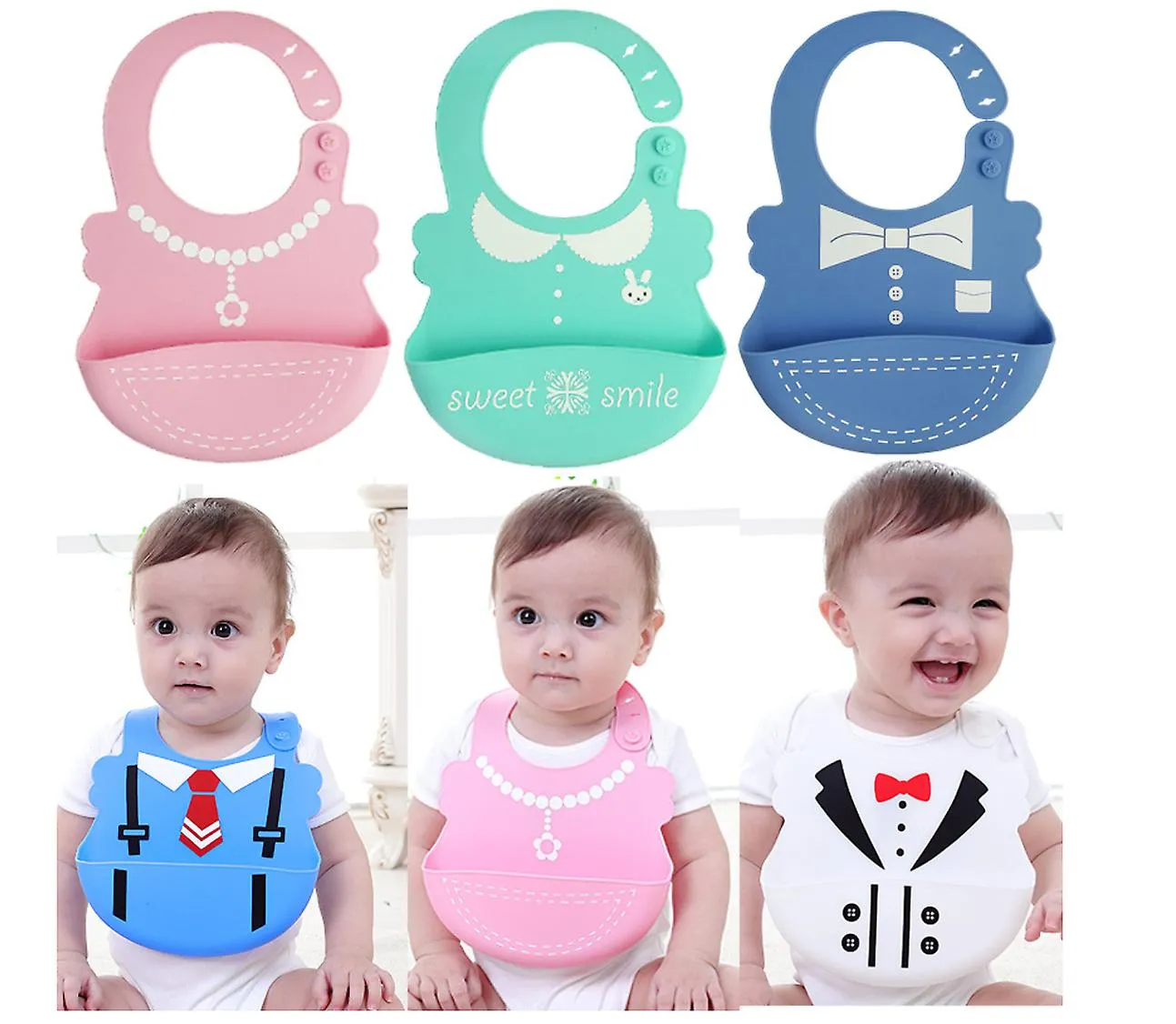 10# Silicone baby bib, children's Reusable feeding bib AZ10010