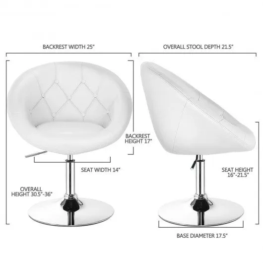 1Pc Adjustable Modern Swivel Round Tufted-White