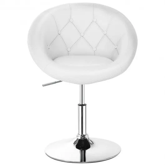 1Pc Adjustable Modern Swivel Round Tufted-White