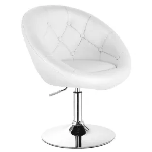 1Pc Adjustable Modern Swivel Round Tufted-White