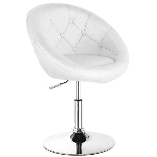 1Pc Adjustable Modern Swivel Round Tufted-White