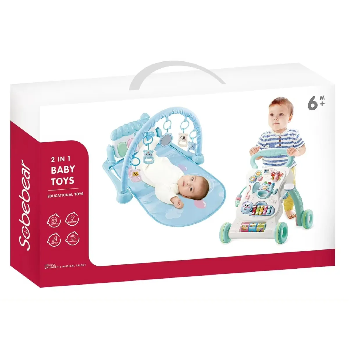 2 in 1 Baby Play Gym Mat & Activity Walker