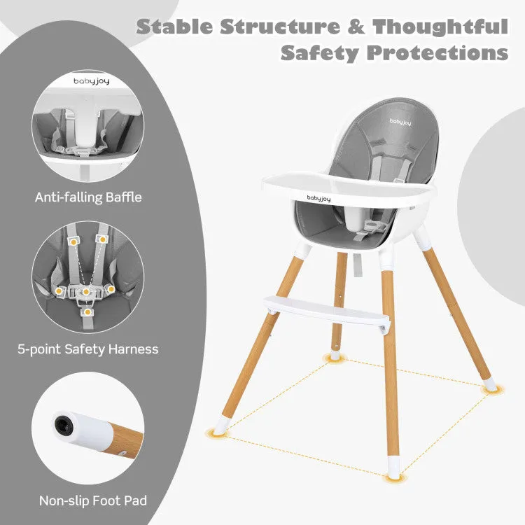 4-in-1 Convertible High Chair with Adjustable Tray