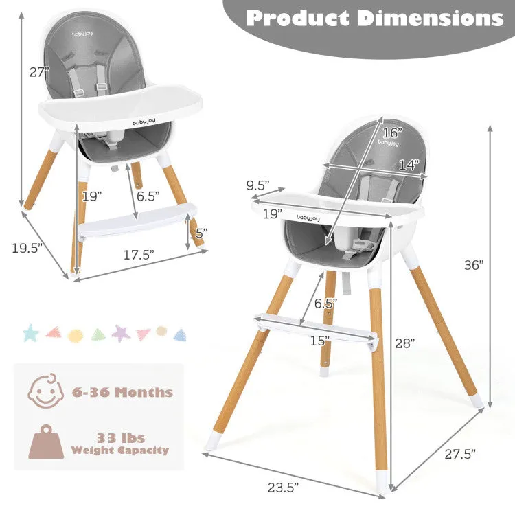 4-in-1 Convertible High Chair with Adjustable Tray