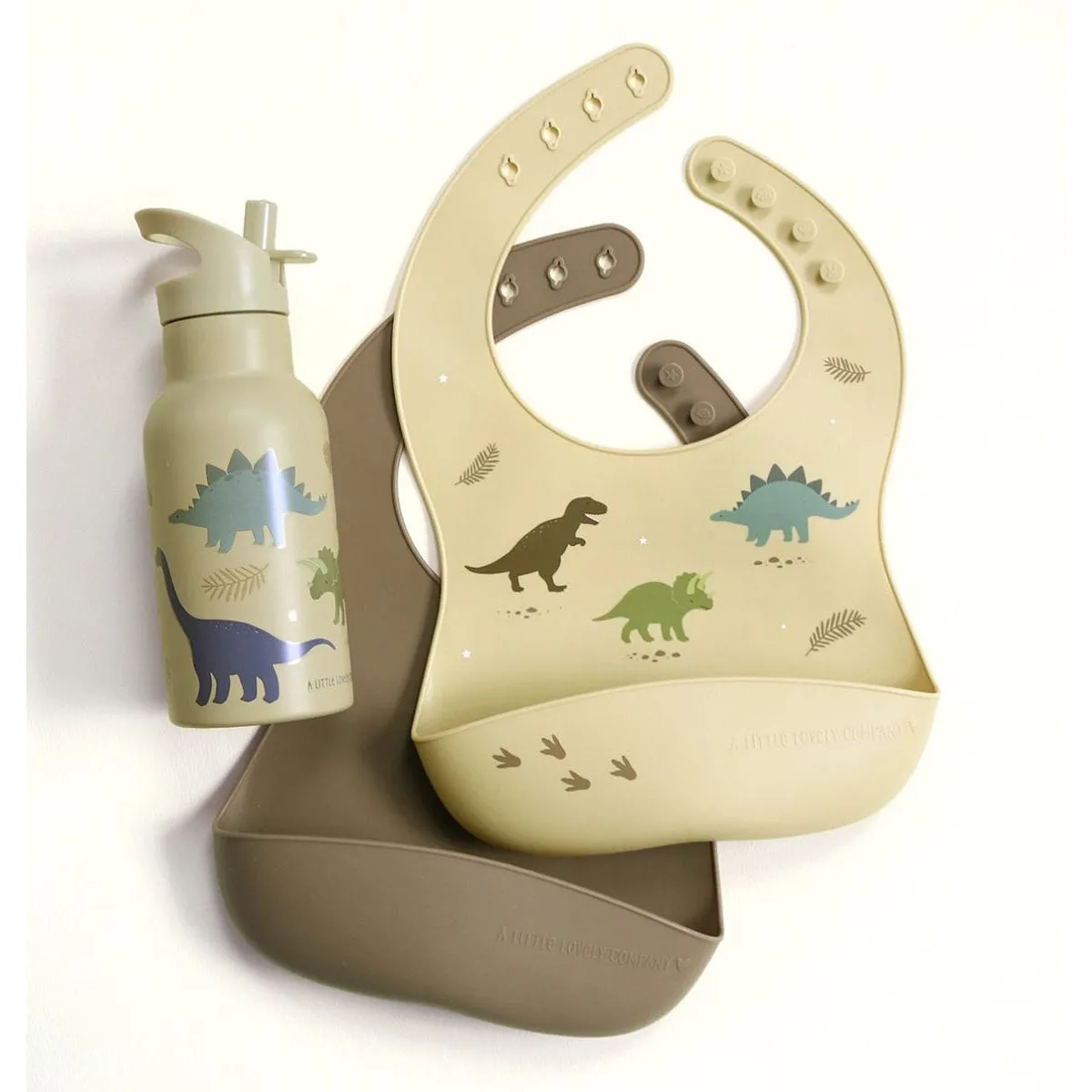 A Little Lovely Company Silicone Bibs Set of 2: Dinosaurs