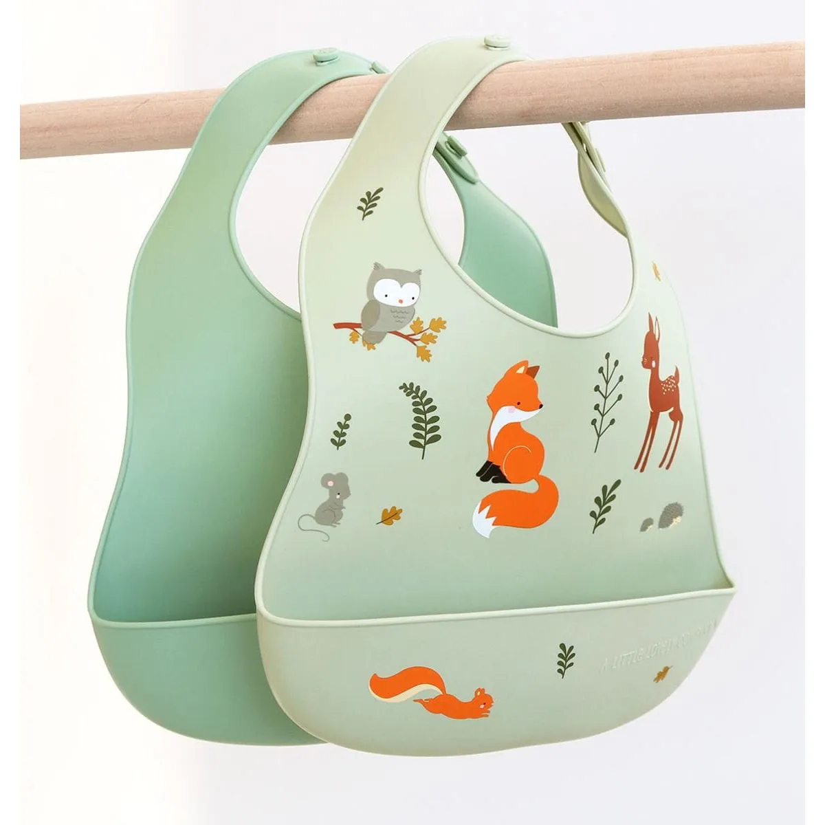 A Little Lovely Company Silicone Bibs Set of 2: Forest Friends