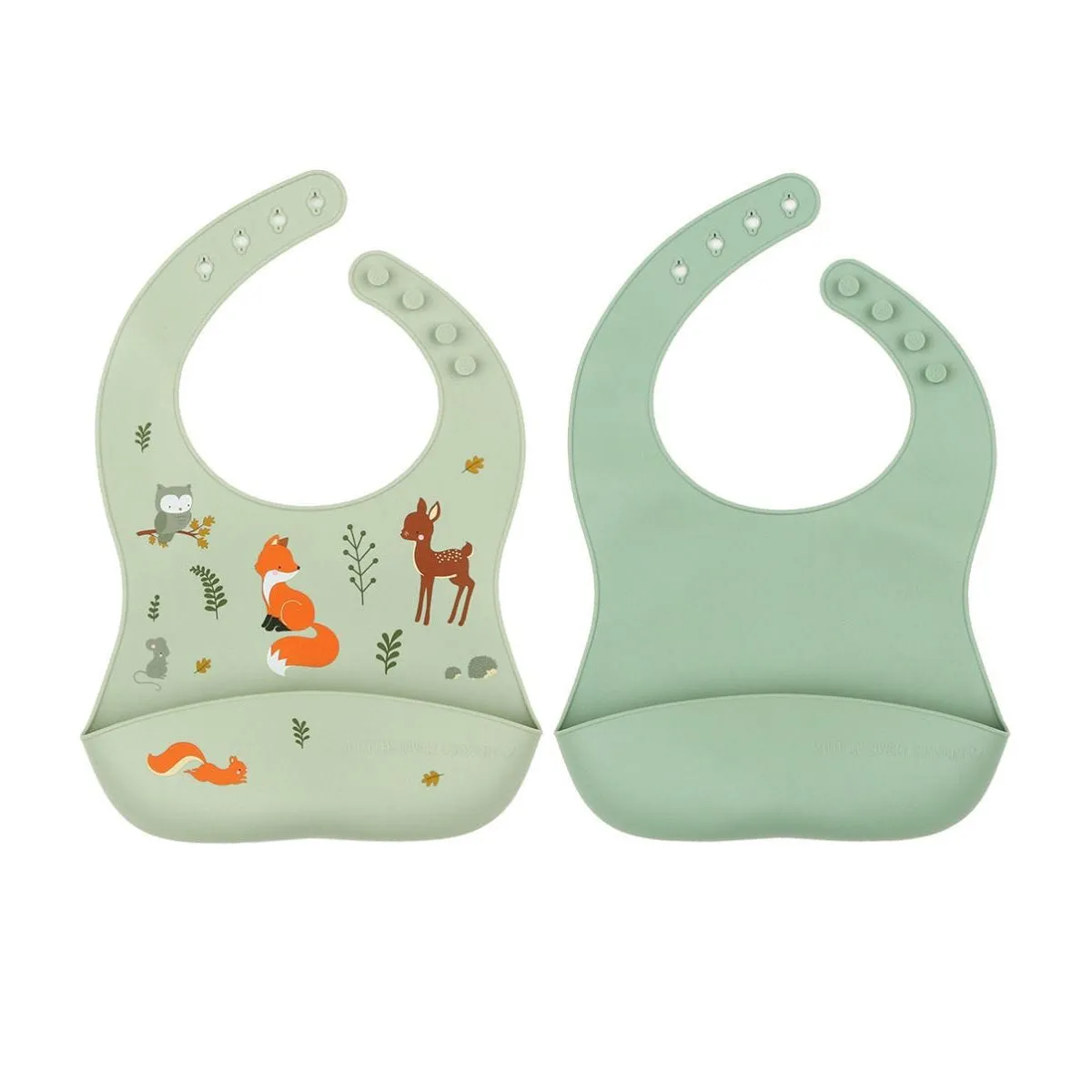 A Little Lovely Company Silicone Bibs Set of 2: Forest Friends