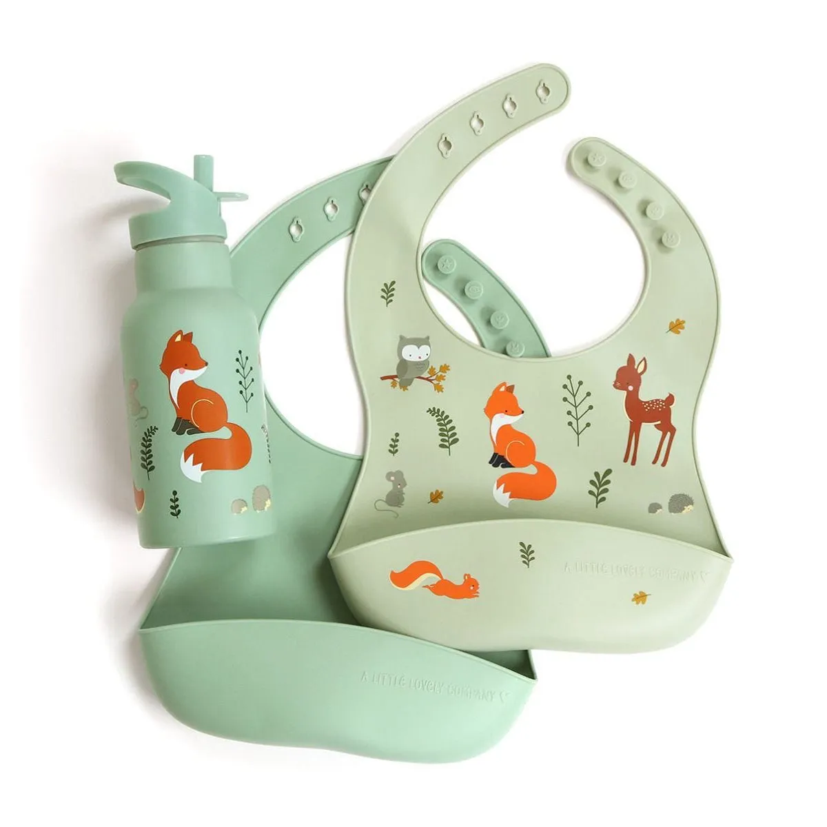 A Little Lovely Company Silicone Bibs Set of 2: Forest Friends