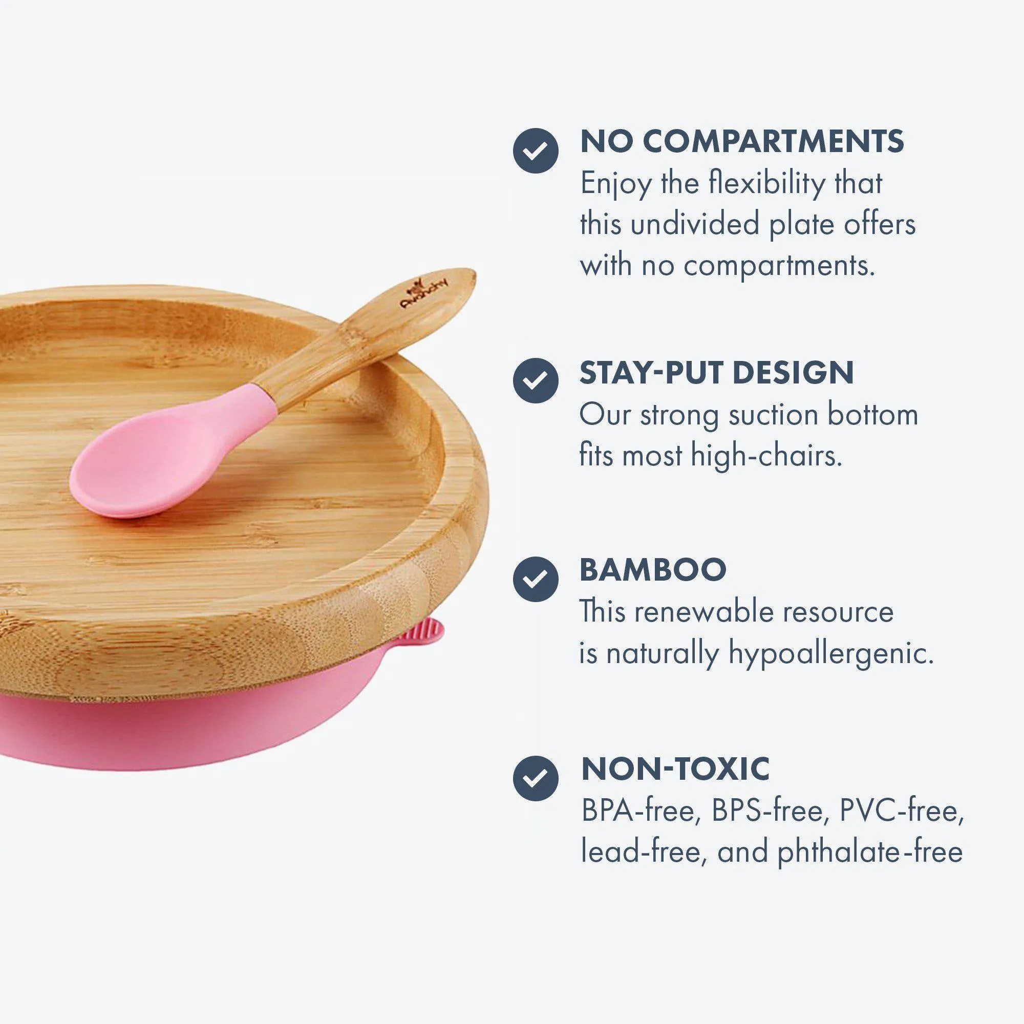 Avanchy Bamboo Suction Baby Plate   Spoon - Magenta