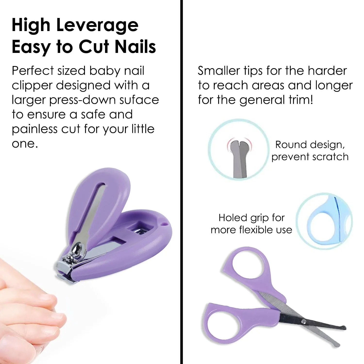 Baby Moo Quacking Ducky Gentle Manicure & Pedicure Infant Toddler Nail Clipper Set - Purple