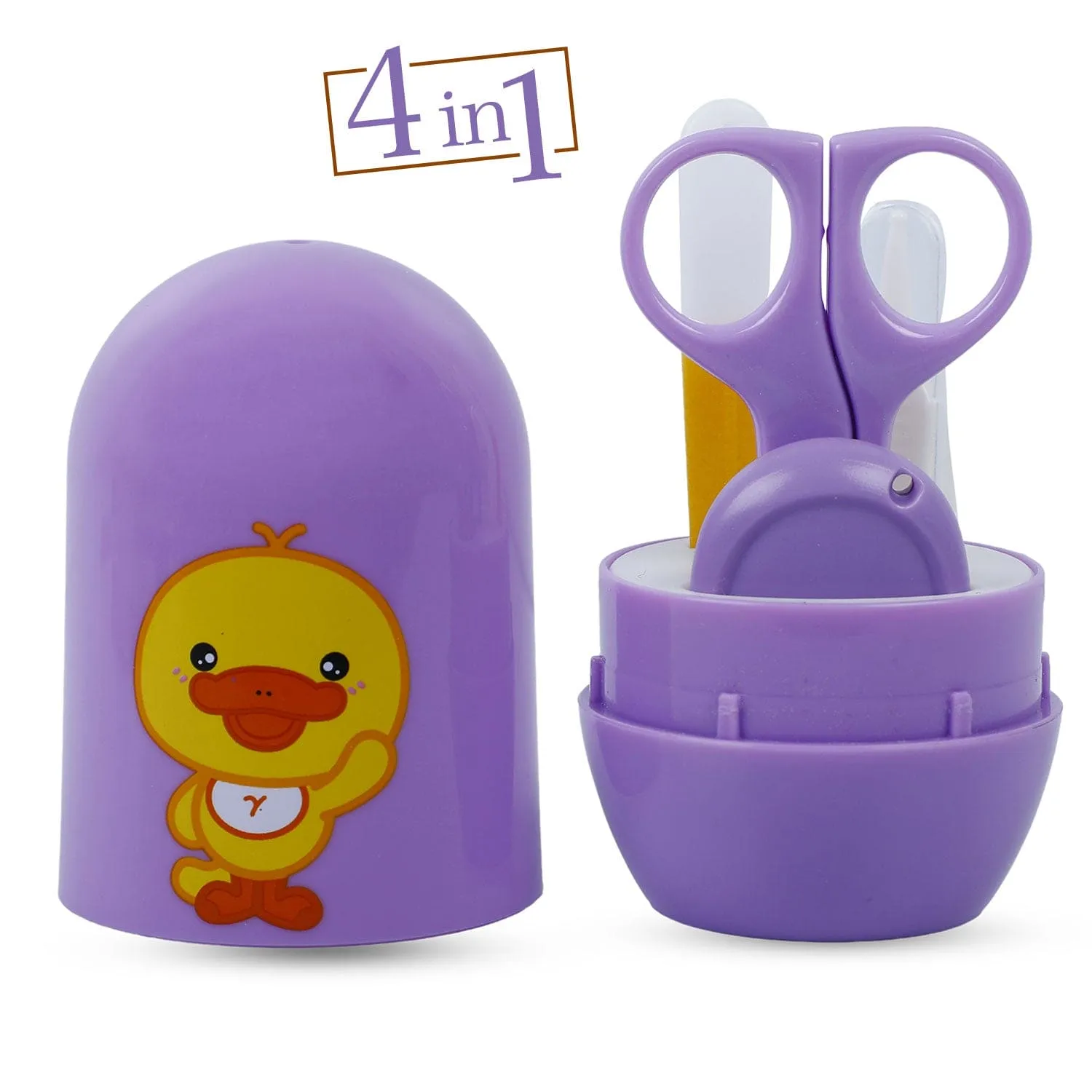 Baby Moo Quacking Ducky Gentle Manicure & Pedicure Infant Toddler Nail Clipper Set - Purple