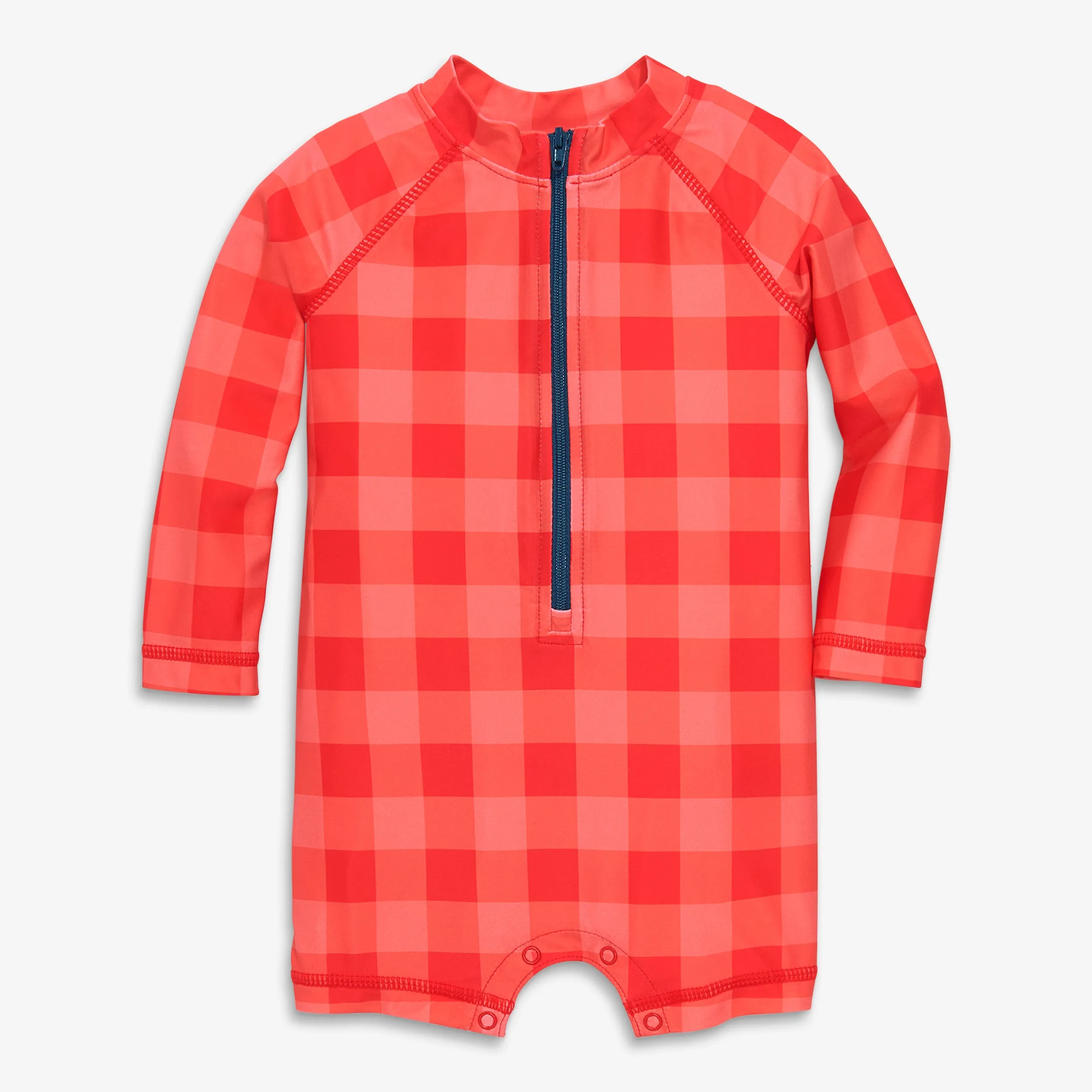 Baby one-piece rash guard in gingham