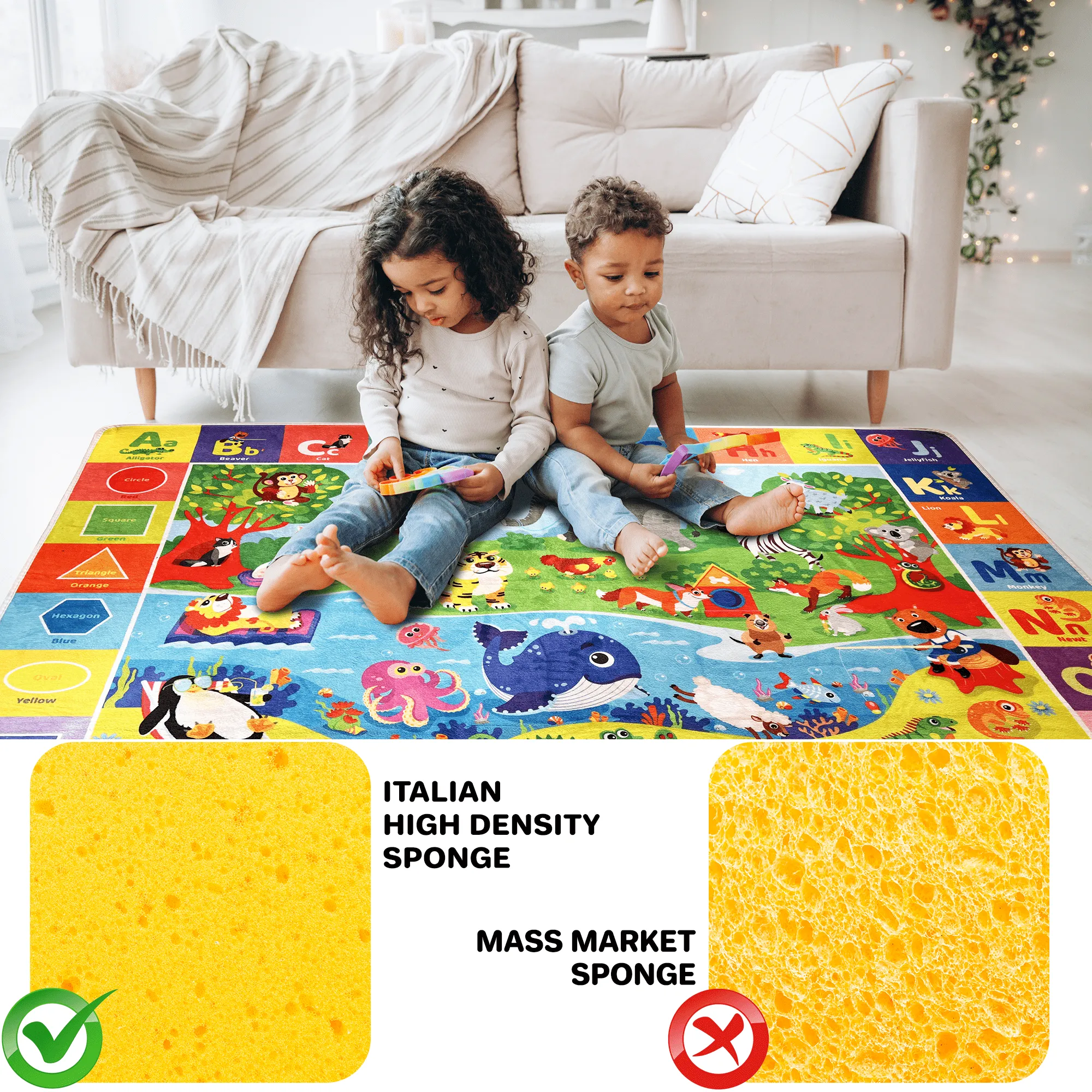 Baby Play Mat for Floor | Plush ABC Playmat for Toddlers