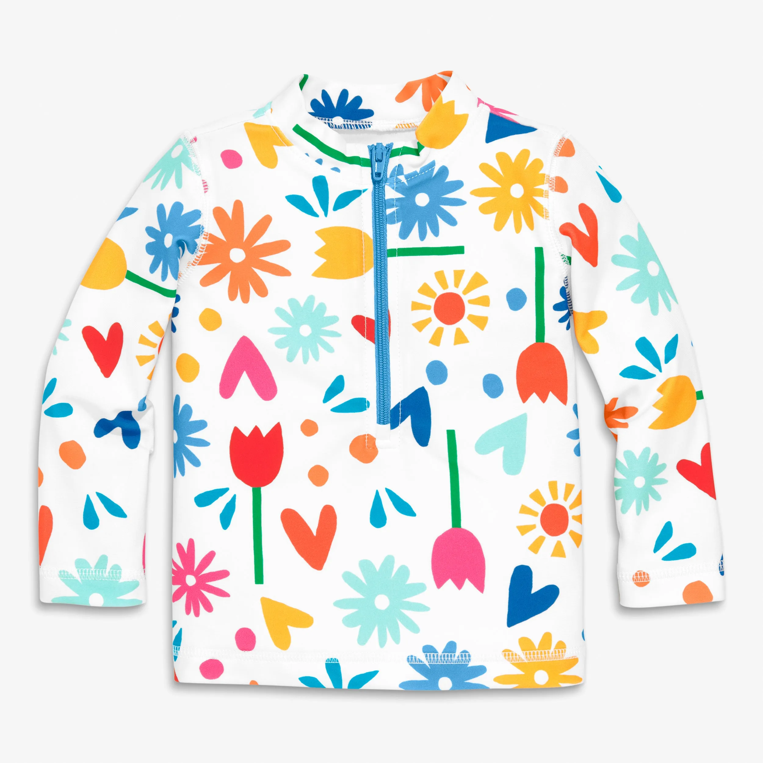 Baby rash guard in rainbow garden party