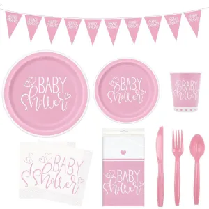 Baby Shower Party Tableware | Pink | 16 Guests