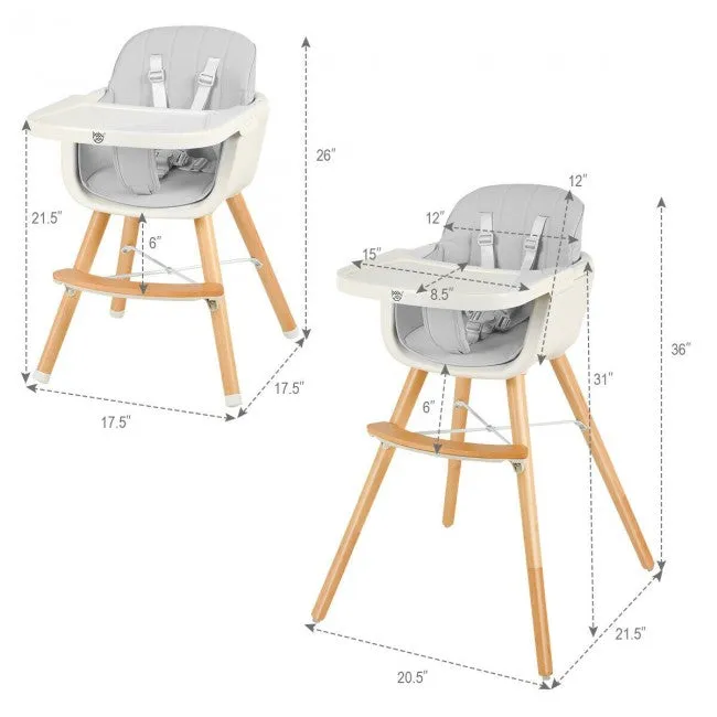 BabyJoy 3 in 1 Convertible Baby High Chair with Cushion