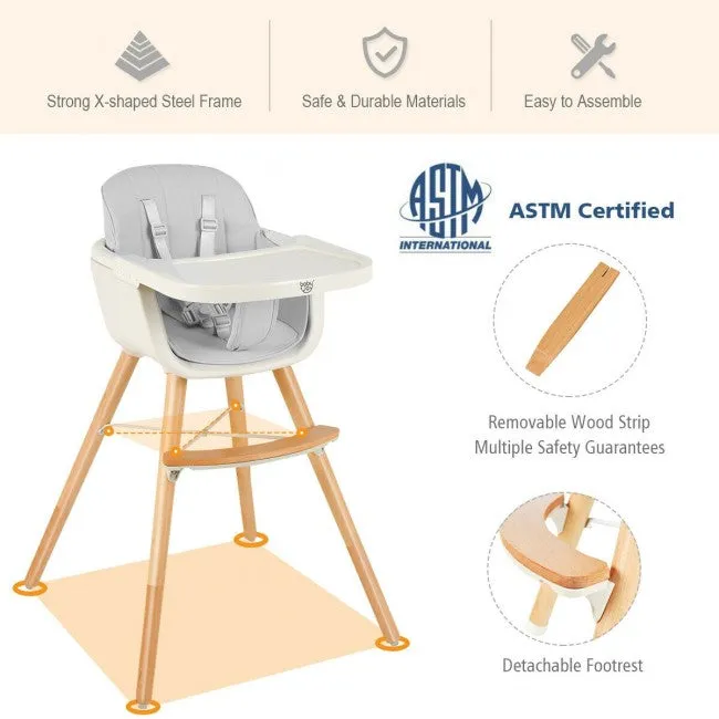 BabyJoy 3 in 1 Convertible Baby High Chair with Cushion