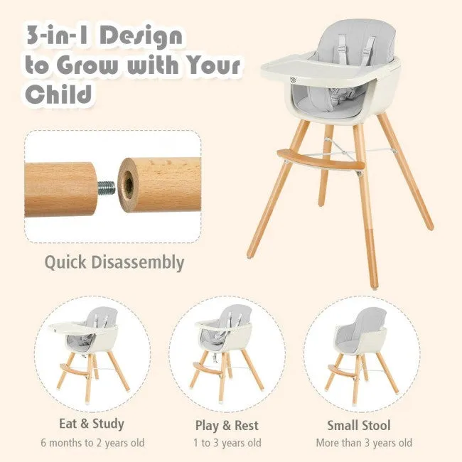 BabyJoy 3 in 1 Convertible Baby High Chair with Cushion