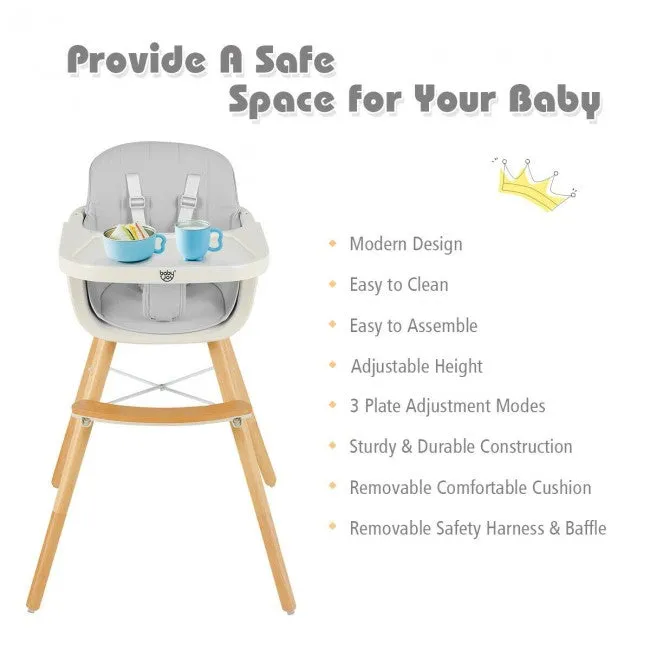 BabyJoy 3 in 1 Convertible Baby High Chair with Cushion