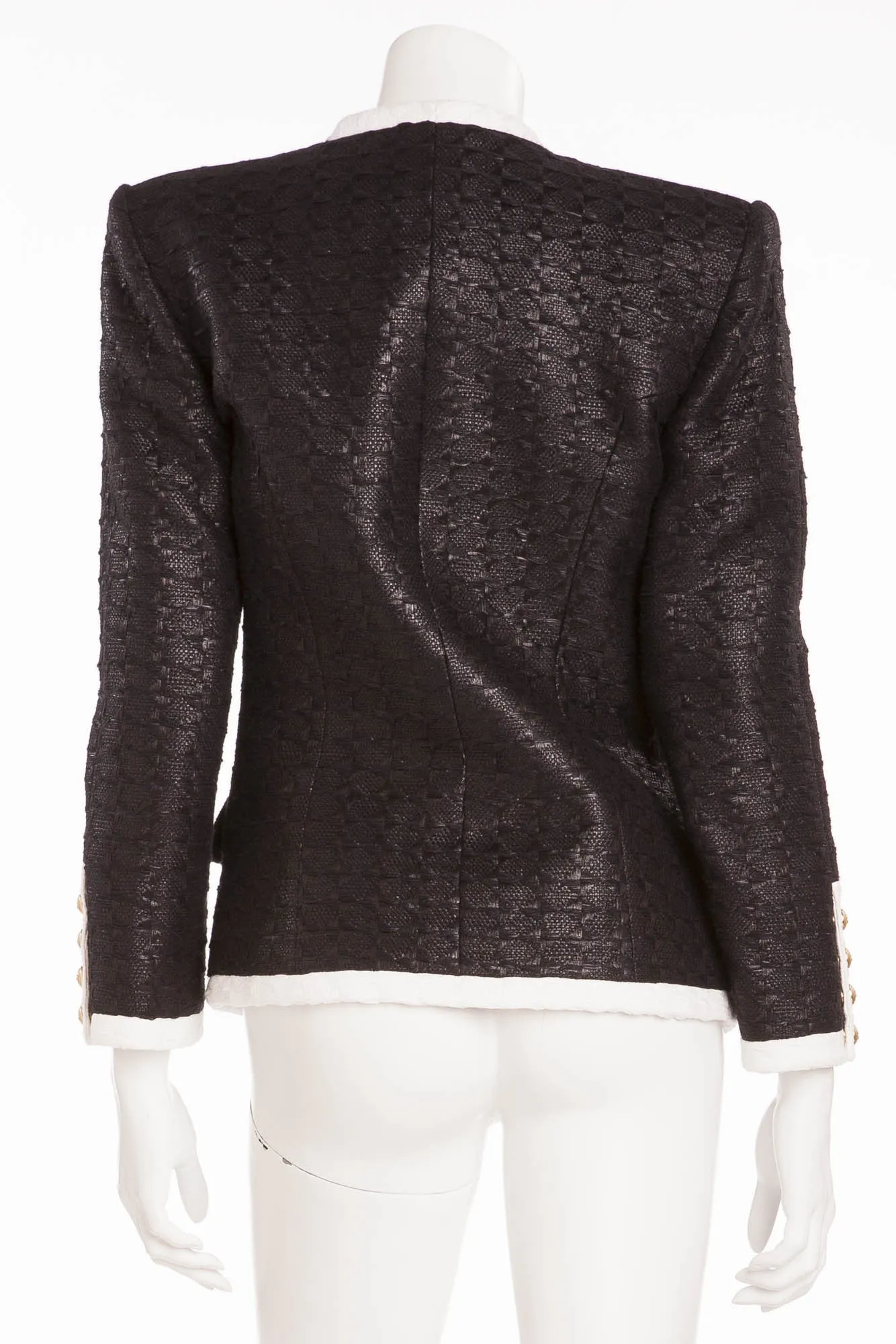 Balmain - Black Blazer White Trim Gold Buttons - FR 40