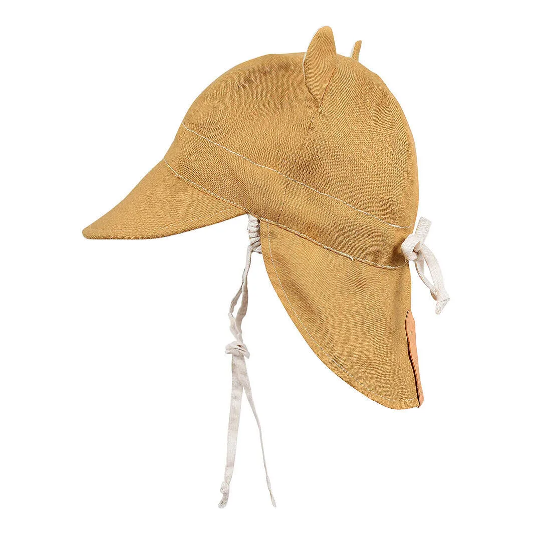 Bedhead 'Roamer' Baby Reversible Teddy Flap Sun Hat - Maize / Flax