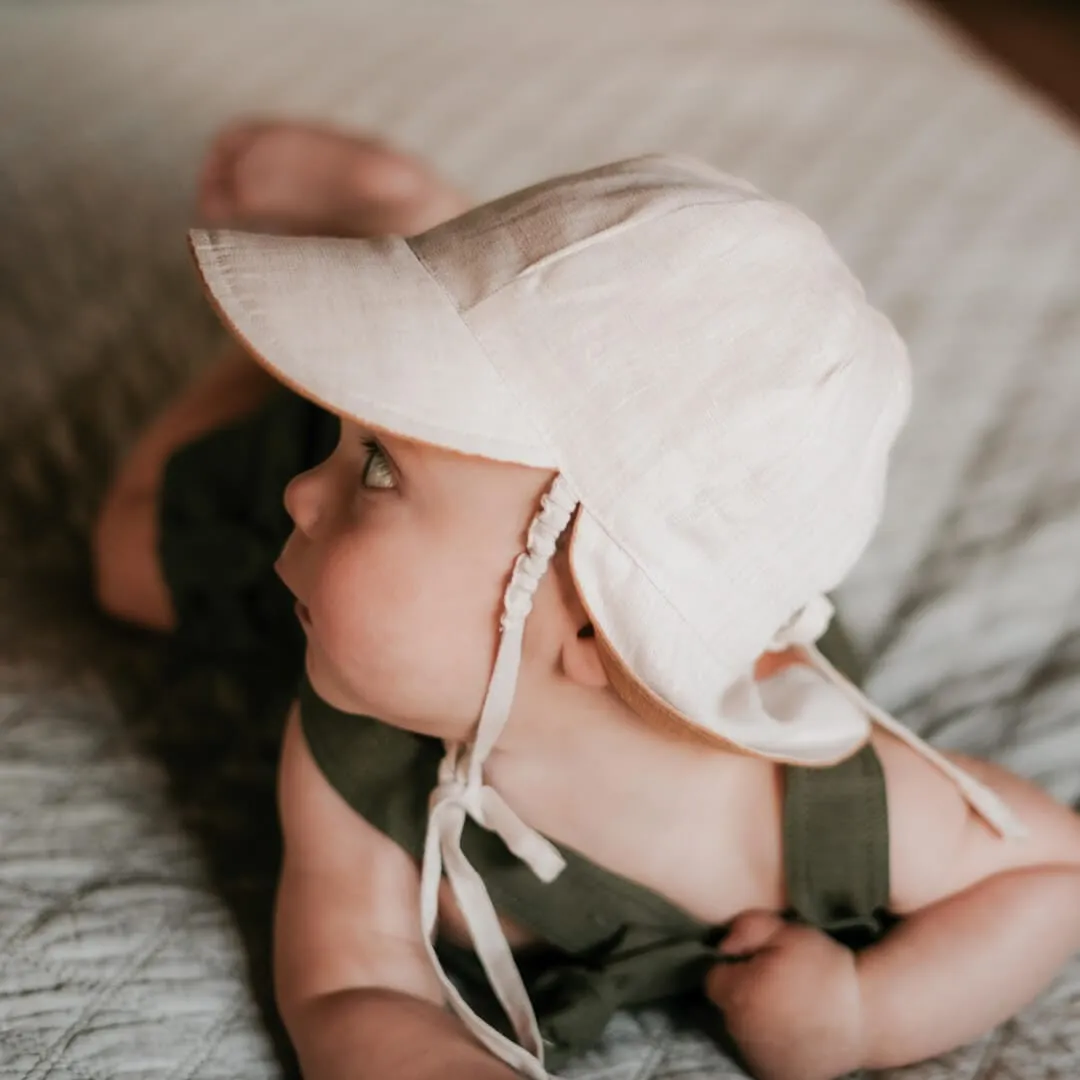 Bedhead 'Roamer' Baby Reversible Teddy Flap Sun Hat - Maize / Flax