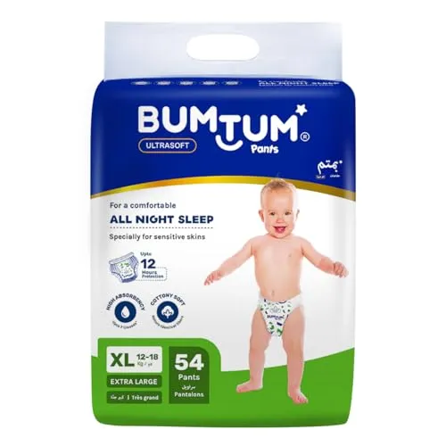 Bumtum Baby Diaper Pants, XL Size, 54 Count, Double Layer Leakage Protection Infused With Aloe Vera, Cottony Soft High Absorb Technology (Pack of 1)