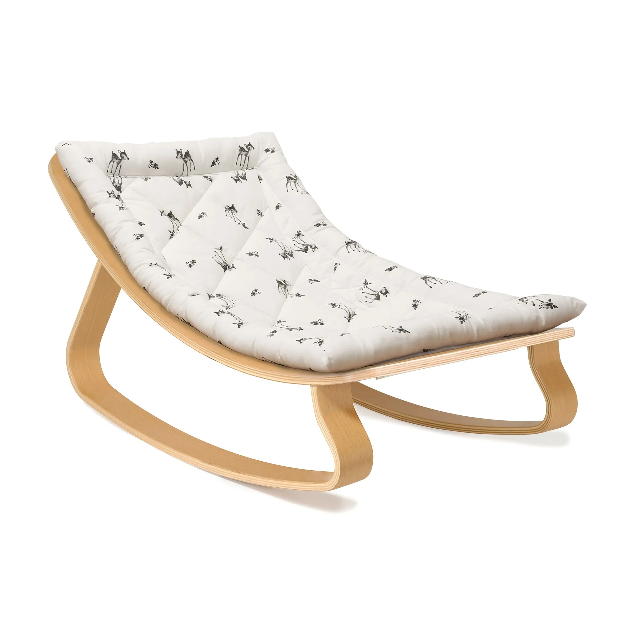 Charlie Crane LEVO Baby Rocker - Beech with Fawn Cushion