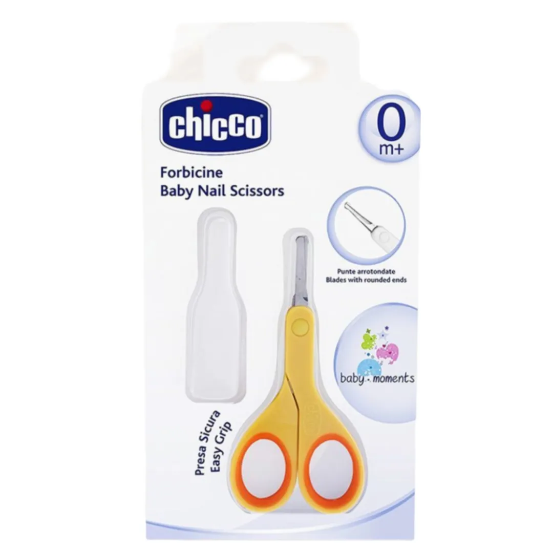 Chicco Forbicine Baby Hygiene Blade Nail Scissors Stainless Steel With Cover For Kids Safety