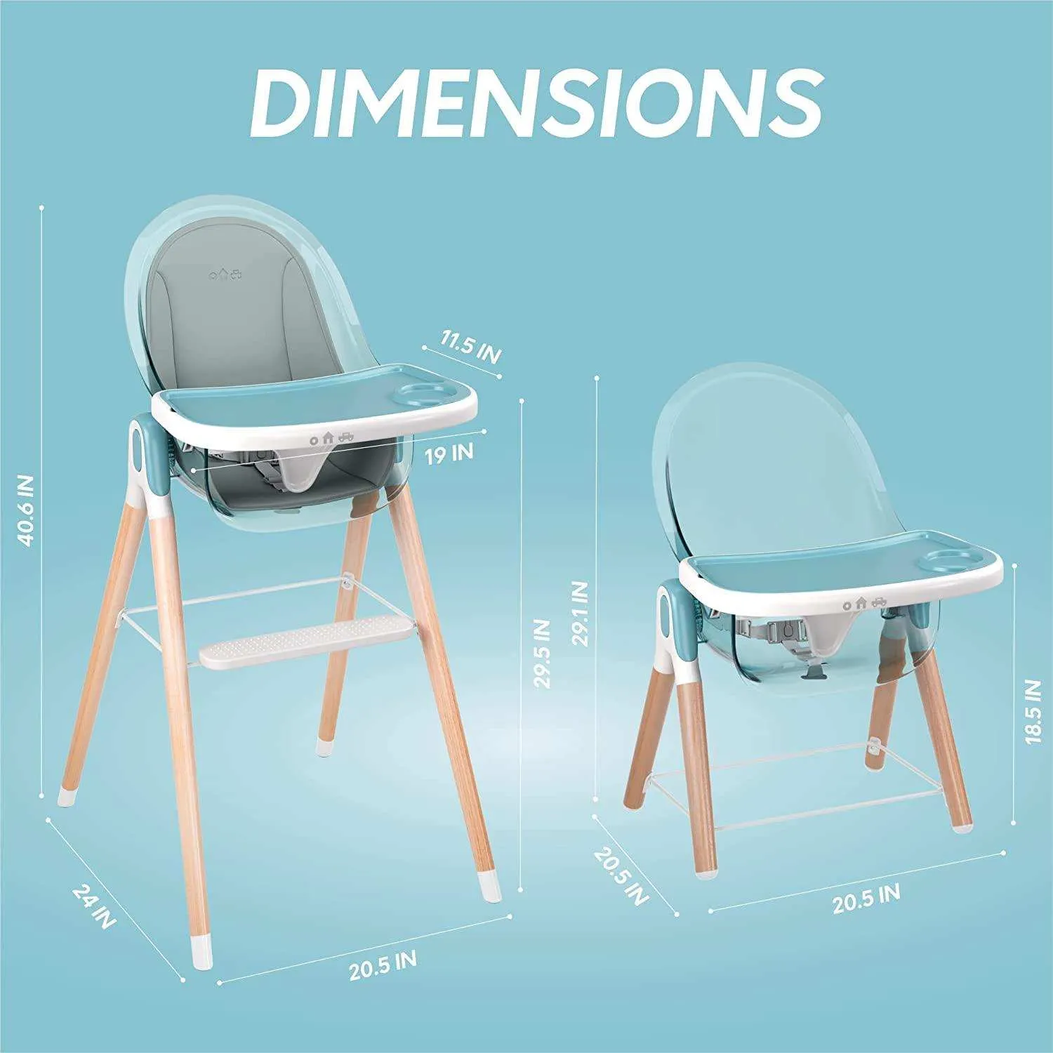 Children of Design Deluxe High Chair with Cushion - Blue