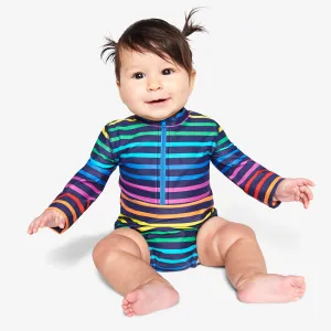 Clearance baby rash guard in double rainbow stripe