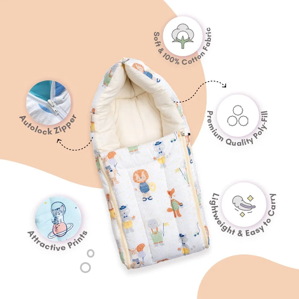 Cotton Carrier Nest / sleeping bag, Jungle Party ( Newborn - 3 Months)