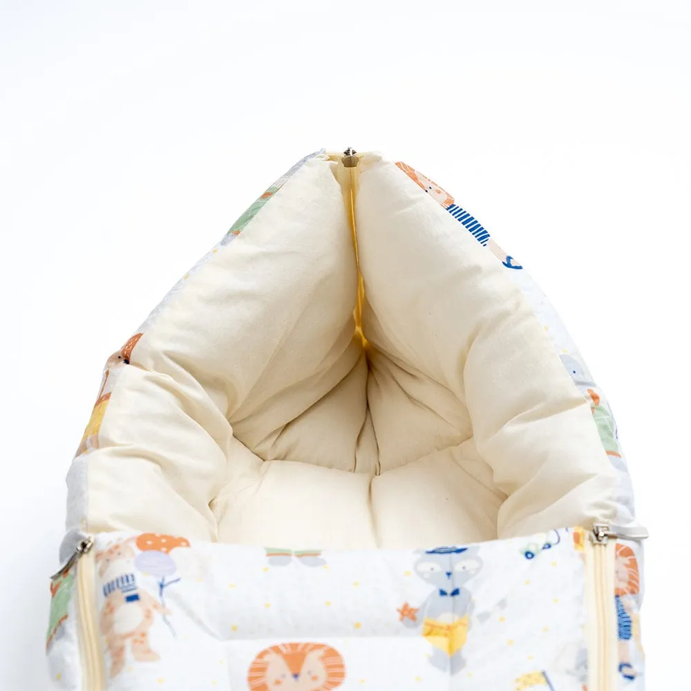 Cotton Carrier Nest / sleeping bag, Jungle Party ( Newborn - 3 Months)