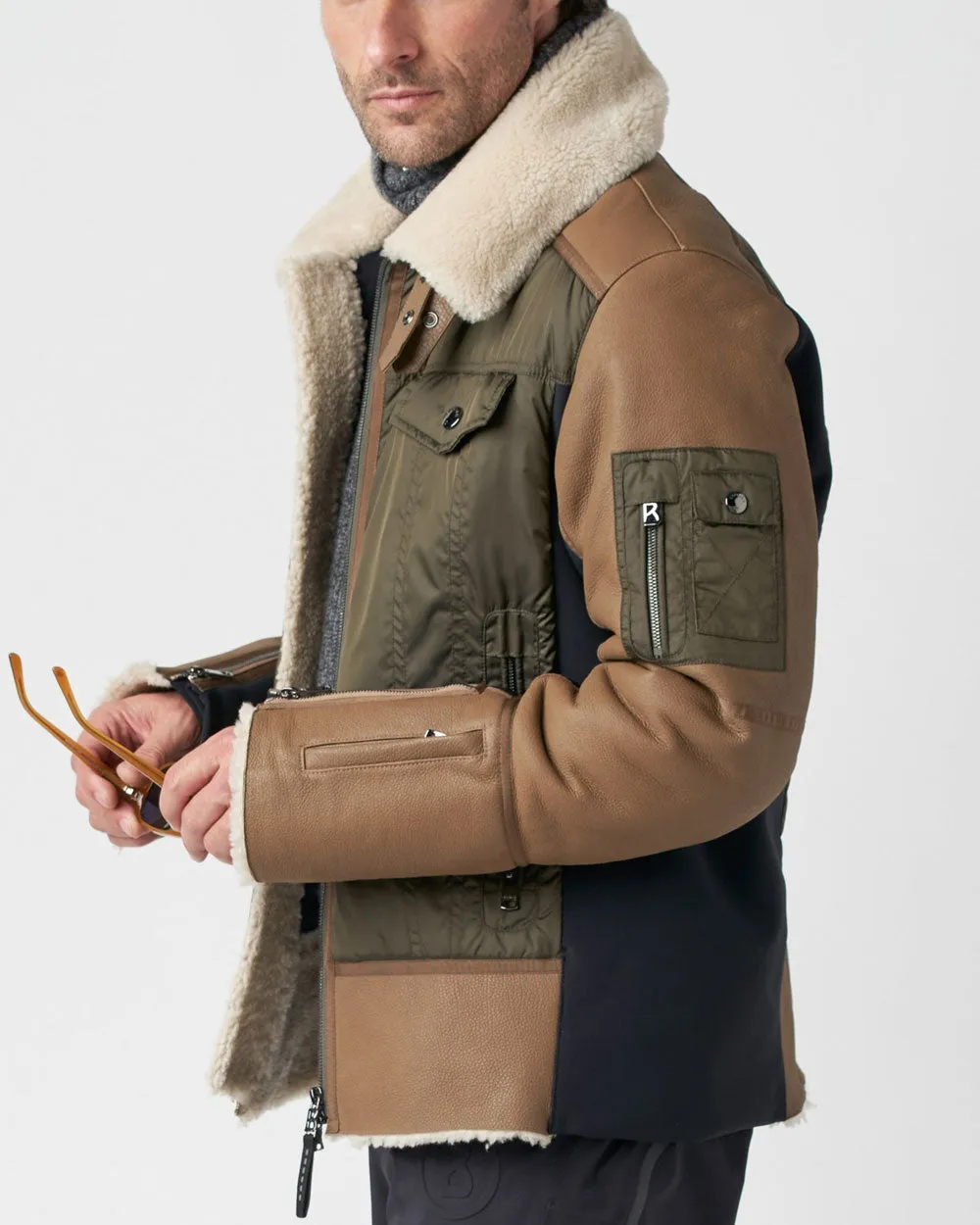 Dark Ginger Shearling Collar Roux Outdoor Jacket