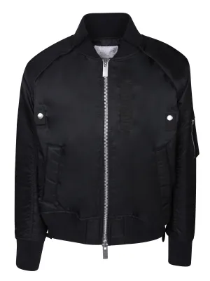 Detachable sleeve black bomber jacket