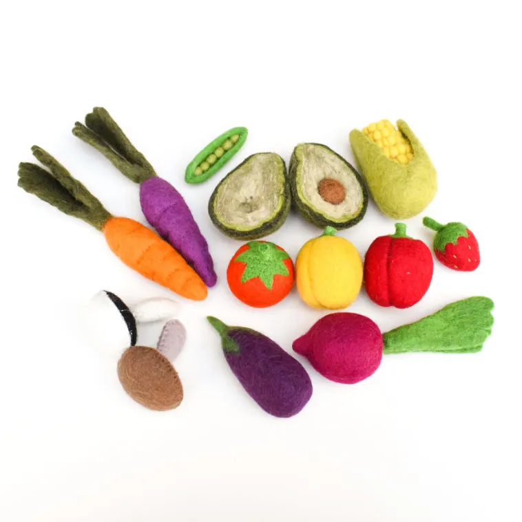 Felt Fruits and Vegetables, Set A, 14 pcs