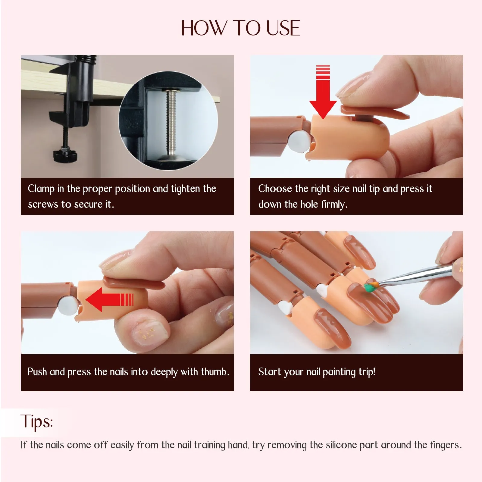 Flexible Practice Hand for Acrylic Nails - Complete Nail Kit for Beginners