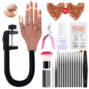 Flexible Practice Hand for Acrylic Nails - Complete Nail Kit for Beginners