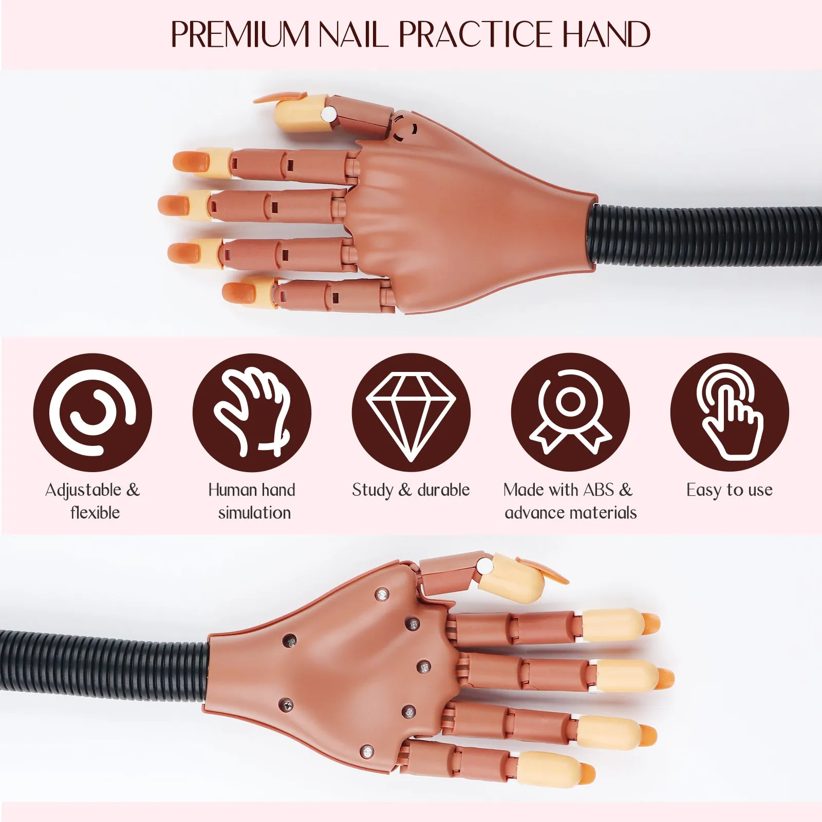 Flexible Practice Hand for Acrylic Nails - Complete Nail Kit for Beginners