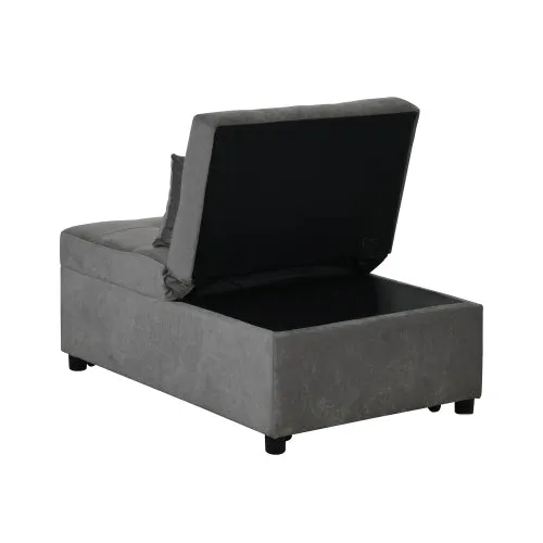 Folding Sofa Bed 4-in-1 Convertible Chair, Multi-Functional Adjustable Recliner,  Grey Velvet