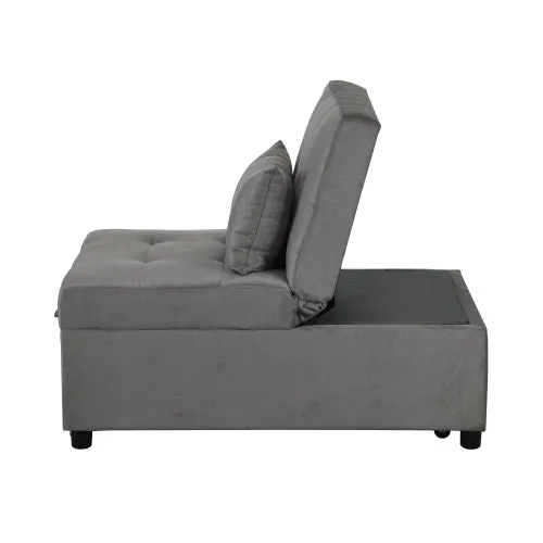 Folding Sofa Bed 4-in-1 Convertible Chair, Multi-Functional Adjustable Recliner,  Grey Velvet