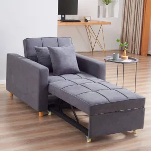 Homrest Sofa Bed 3-in-1 Convertible Chair Multi-Functional Sofa Bed Adjustable Recliner(Grey)