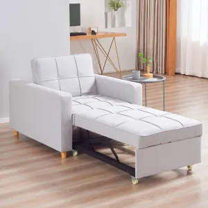 Homrest Sofa Bed 3-in-1 Convertible Chair Multi-Functional Sofa Bed Adjustable Recliner(Light Grey)