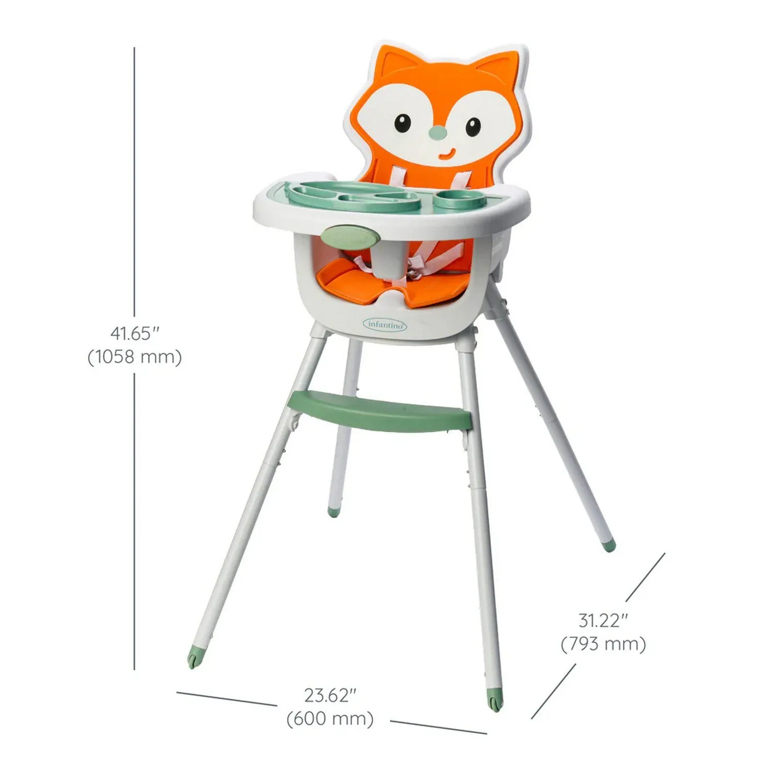 Infantino Grow-With-Me 4-in-1 Convertible High Chair Fox 6 to 36 Months