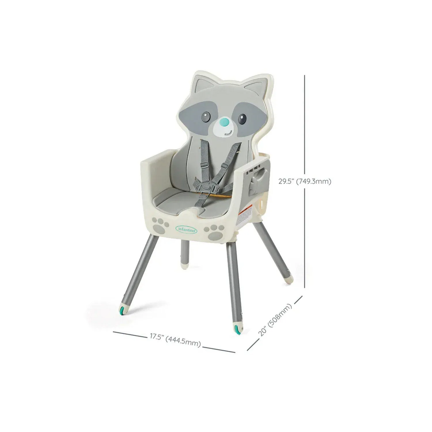 Infantino Grow-With-Me 4-in-1 Convertible High Chair Raccoon 6 to 36 Months