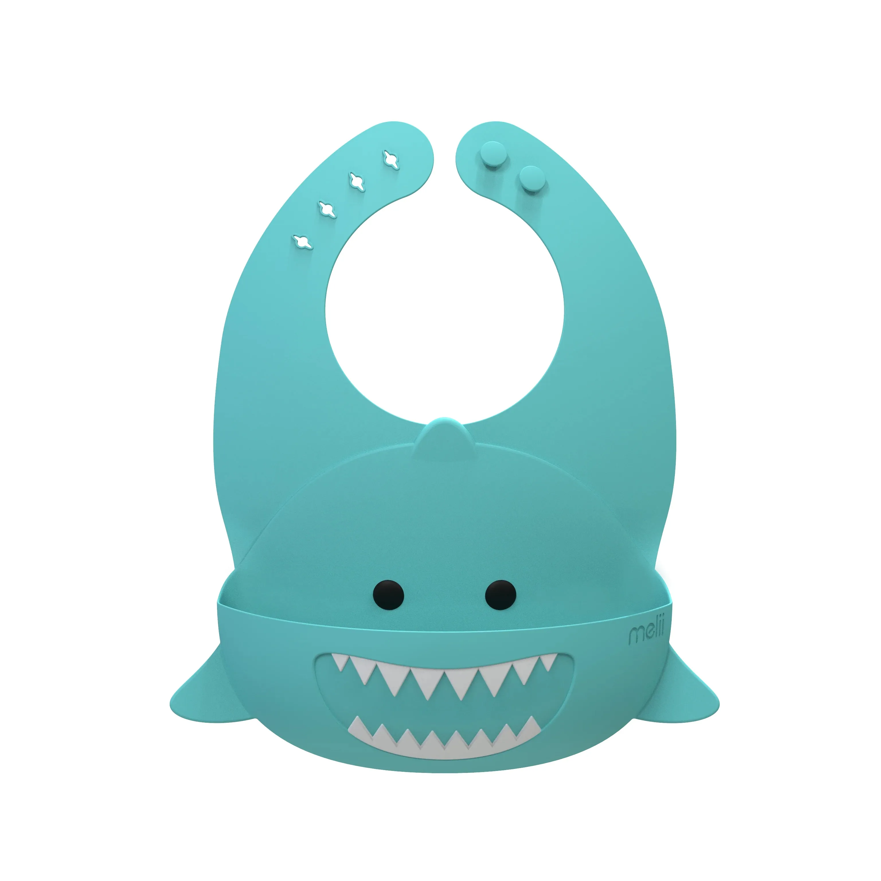 melii Silicone Shark Bib for Mess Free Mealtimes | Waterproof, Adjustable, and BPA-Free | Cute and Playful Design for Toddlers and Kids