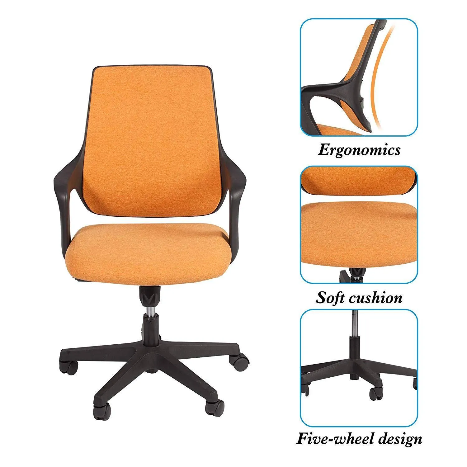 Mid Back Swivel Chair Swivel Office Desk Chair with Arm Office and Computer Chair,Orange and Black