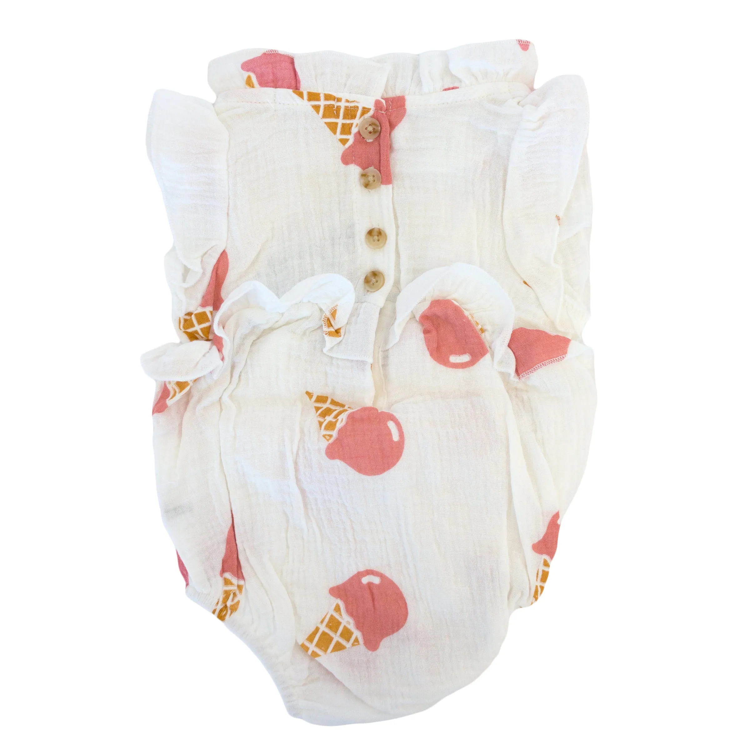 oh baby! Gauze Lola Bubble - Single Scoop Ice Cream Cone Print - Oyster