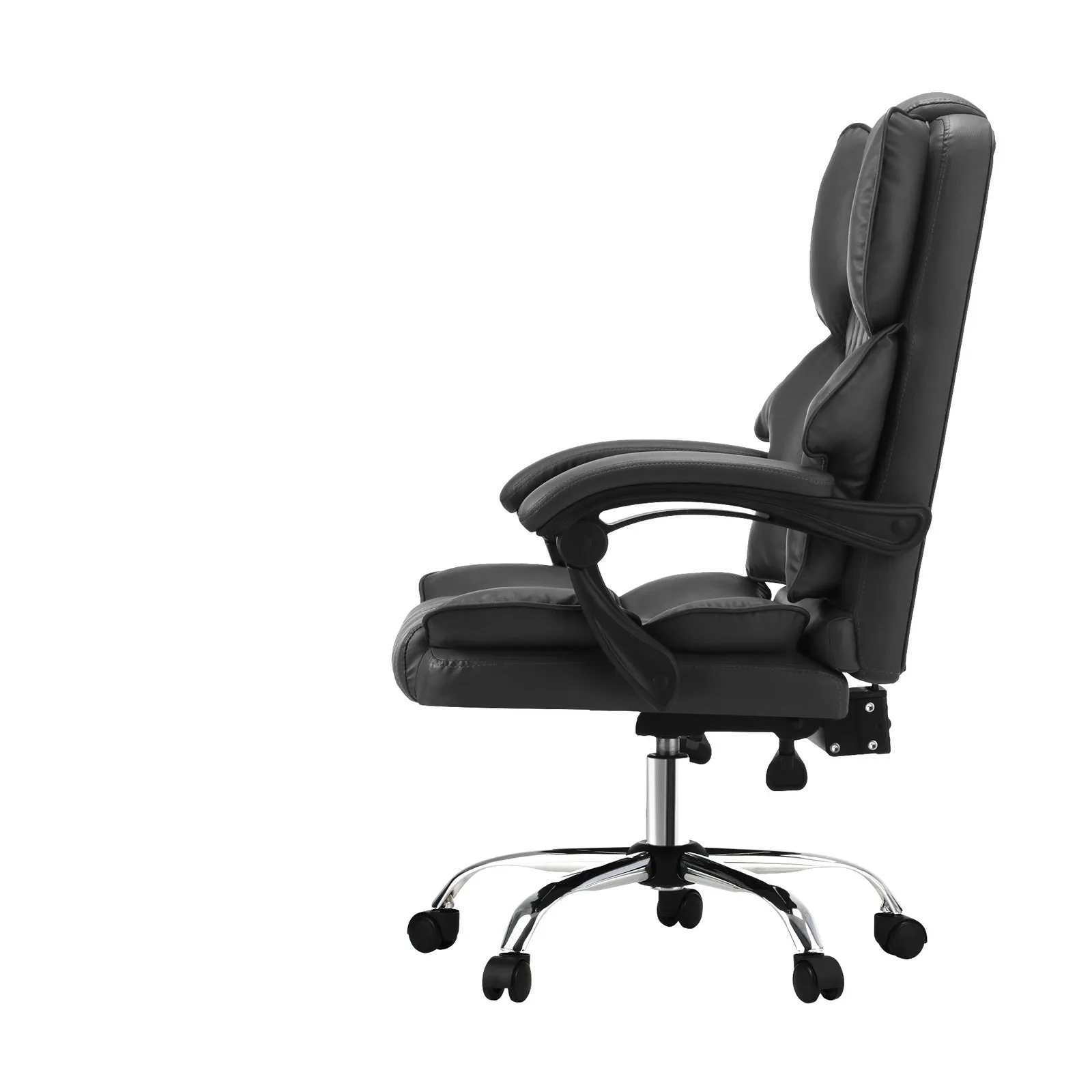 Oikiture Massgae Office Chair Computer Racer PU Leather Seat Recliner Grey