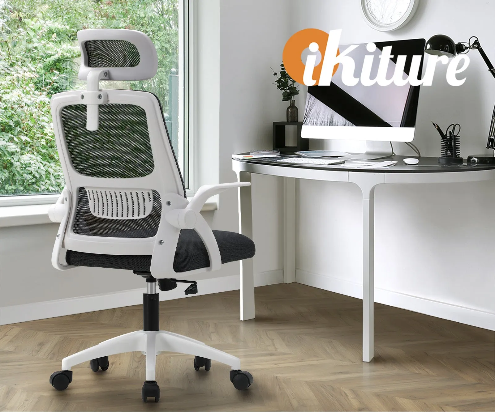 Oikiture Mesh Office Chair Executive Fabric Gaming Seat Racing Tilt Computer DGY